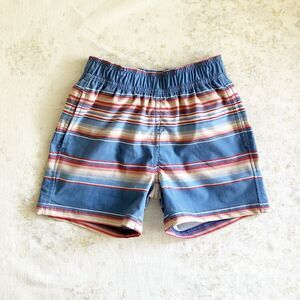Faherty Board Shorts Swim Trunks Boys Sz 4T Blue Striped Retro Classic Pockets
